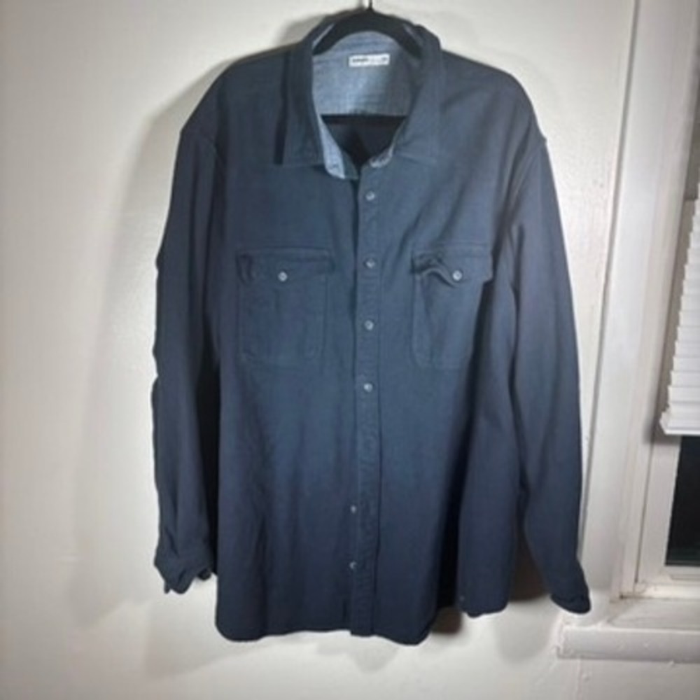 Sonoma Button Up Shacket Mens Sz 3XB Navy Blue Knit Workwear‎ Heavy Duty Flannel